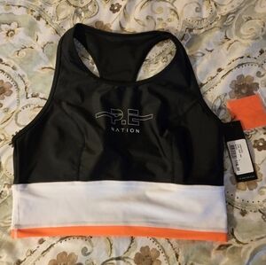 P.E Nation Women's Black and White Crop Top NWT Sz L